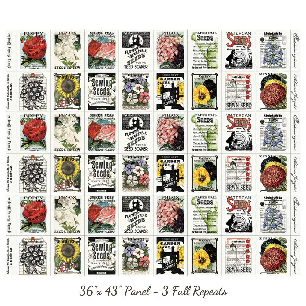 Sewing Seeds III 36 Inch Panel Sewing Seed Packs White CD15683 WHITE By