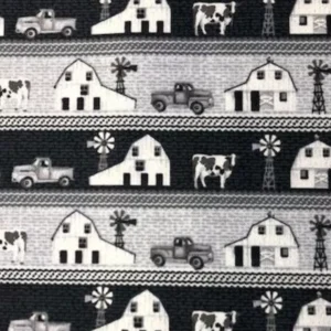 Buttermilk Farmstead Border Stripe Black 5324-99 By Studio E Fabrics