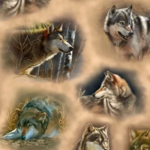 Majestic Wolves Vignette 28226-A By QT Fabrics