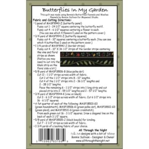 Butterflies in my Garden Quilt Pattern #2103 by Bonnie Sullivan 60” x 60” – by All Through the Night ATN2103 Part 2