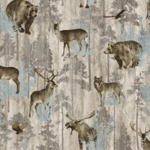 Timberland Trail Flannel All-Over Animals Beige F25007-14 By Northcott Fabrics