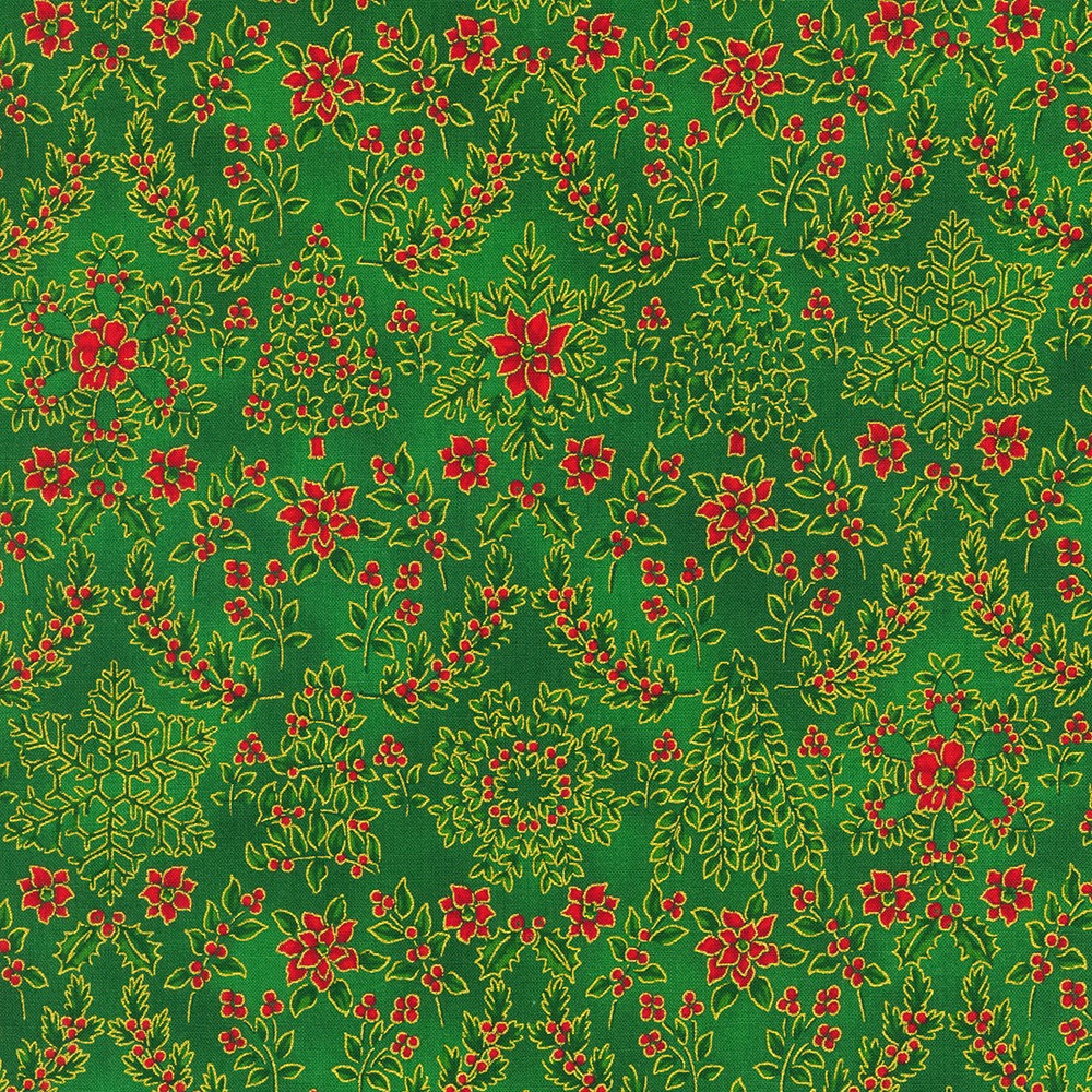 Holiday Flourish-Snow Flower SRKM-21601-274 PINE By Robert Kaufman - The  Quilt Shack