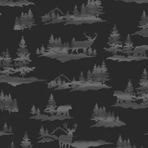 Fletcher Flannel Forestscape Coal 53693F-3 By Windham Fabrics