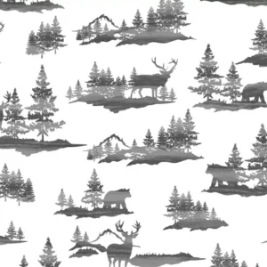 Fletcher Flannel Forestscape White 53693F-1 By Windham Fabrics