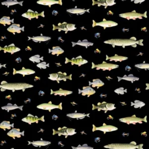 Keep It Reel Fish Black 7929-12 By Benartex Fabrics