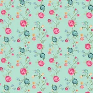 Calico Cowgirls Floral & Vines Teal CW24817 By Poppie Cotton