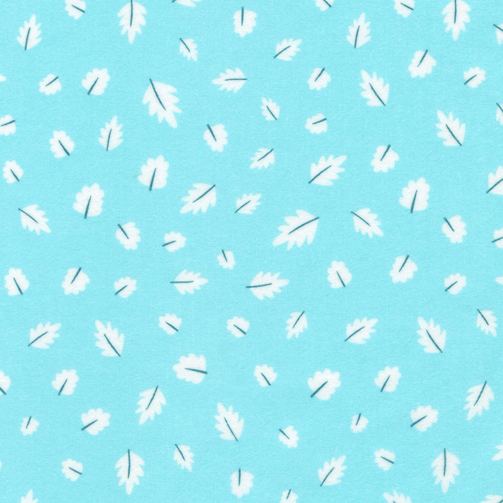 Gentle Night Flannel Leaves SRKF-22368-70 AQUA By Robert Kaufman