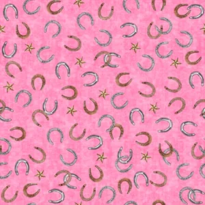 Hey Cowgirl Horseshoes Pink 30372-P By QT Fabrics