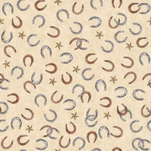 Hey Cowgirl Horseshoes Tan 30372-E By QT Fabrics