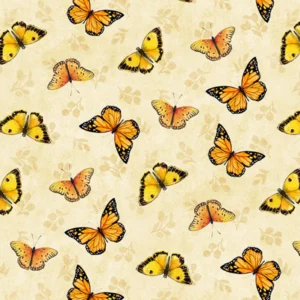 Sunflower Splendor Butterfly Toss Cream 3023 83329 285 By Wilmington Prints