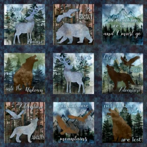 The Wonder of Nature Lodge Picture Patches Panel Navy 30637-N By QT Fabrics