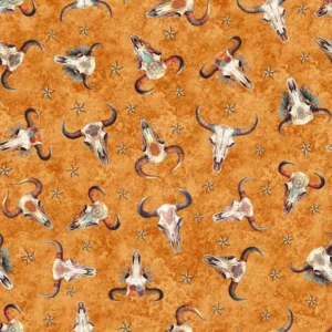 Running Wild Cow Skulls Amber 30627-S By QT Fabrics