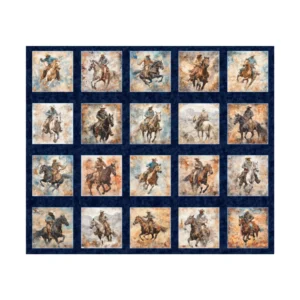 Running Wild Cowboy On Horse Picture Patch Panel 30624-N By QT Fabrics