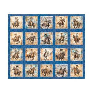 Running Wild Cowgirl On Horse Picture Patch Panel 30625-W By QT Fabrics