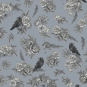 Sophisticated Halloween Ravens Fog C14620 By Riley Blake Designs