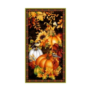 Seeds of Gratitude Black Panel 24 Inch Harvest 7702P-99 By Studio E Fabrics