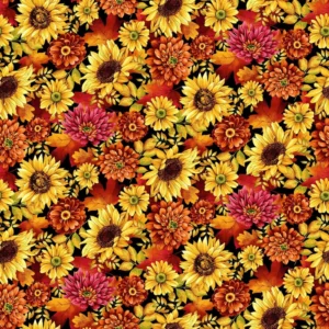 Seeds of Gratitude Floral All Over Black Multi 7697-99 By Studio E Fabrics