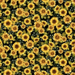 Seeds of Gratitude Large Sunflower Black 7694-99 By Studio E Fabrics