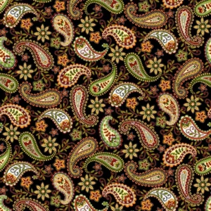 Seeds of Gratitude Paisley Black Multi 7695-99 By Studio E Fabrics