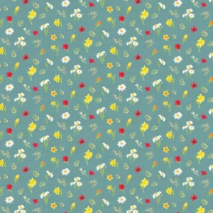 Covered Bridges in Spring Flowers Aqua C15823-AQUA By Riley Blake Designs