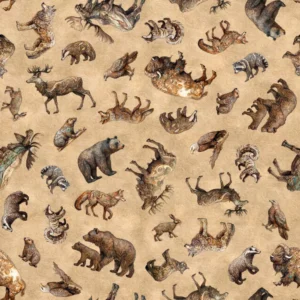 Enchanted Forest Animal Toss Tan 30468-A By QT Fabrics