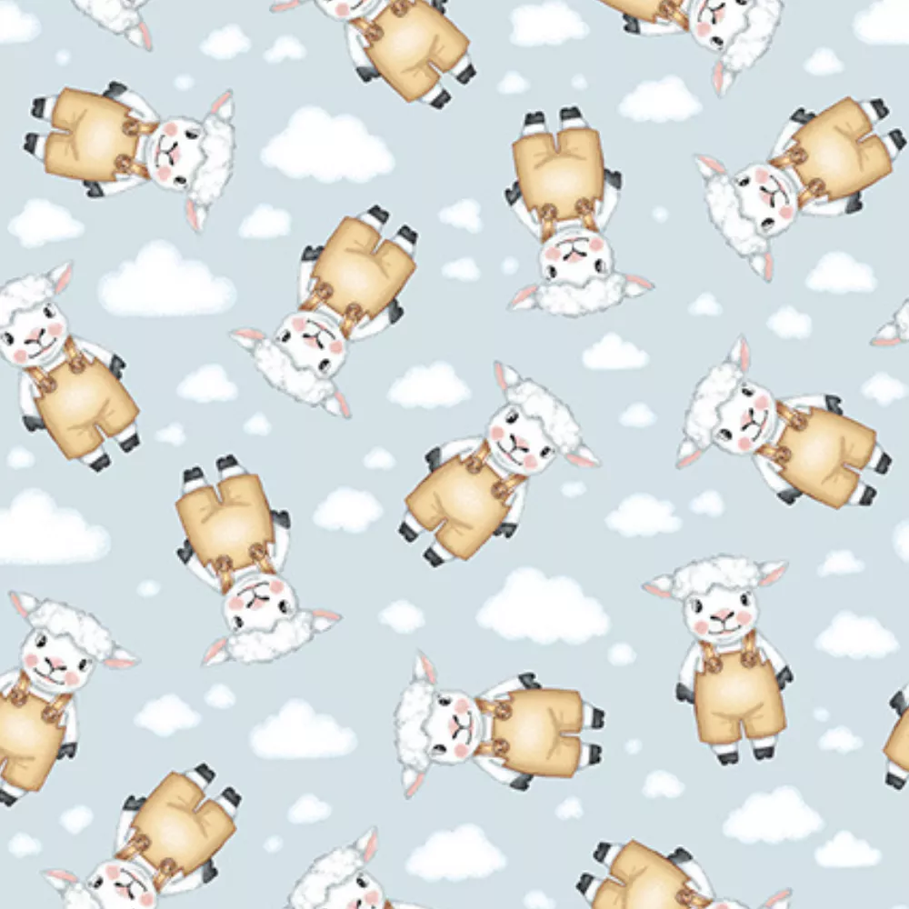 Boho Buddies Lambs Light Blue 1712-11 by Henry Glass Fabrics