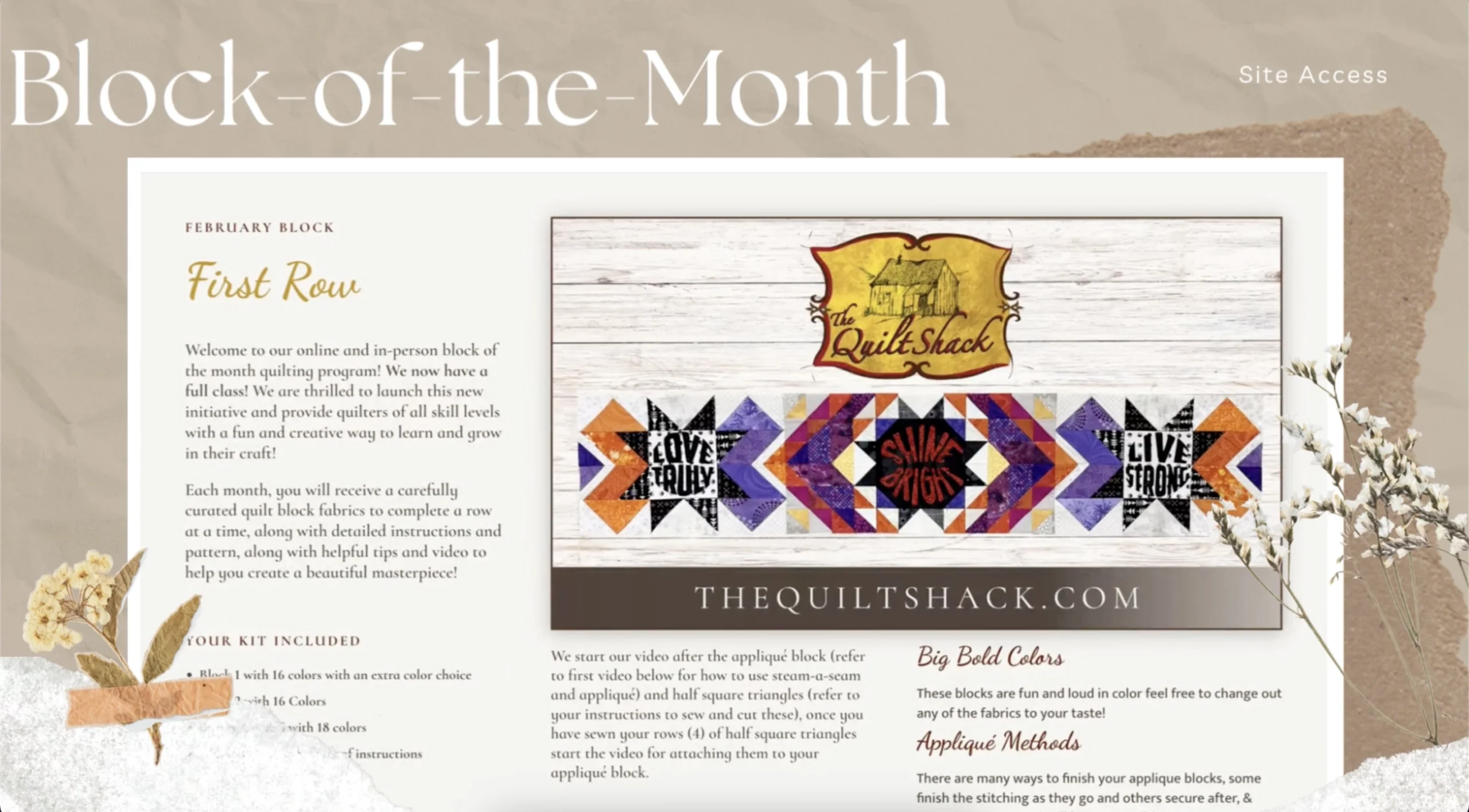 Our Block of the Month Portals