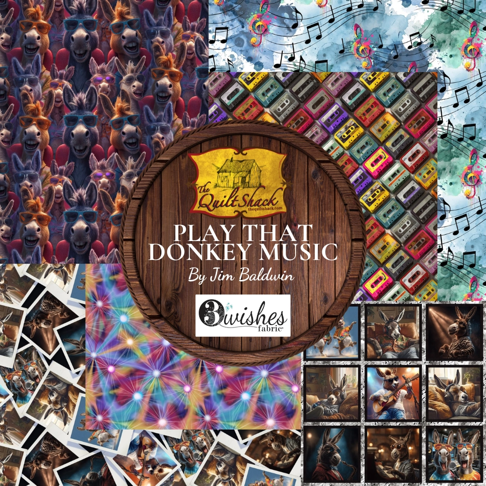 Play That Donkey Music By Jim Baldwin For 3 Wishes Fabric
