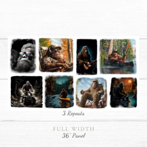 Legendary Loner Gone Squatchin' 36 Inch Small Block Panels (3repeats) 23813-WHT By 3 Wishes Fabrics