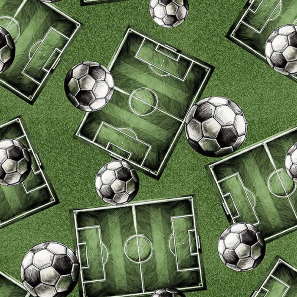 Goalbound Soccer Fields & Balls Green 4751-66 By Blank Quilting