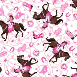 Saddle Up to the Disco Cowgirls White 4374-01 By Blank Quilting