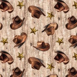 Spurs & Spirit Cowboy Hats and Stars Tan 4528-30 By Blank Quilting