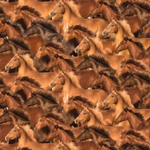 Spurs & Spirit Horses Brown 4521-39 By Blank Quilting